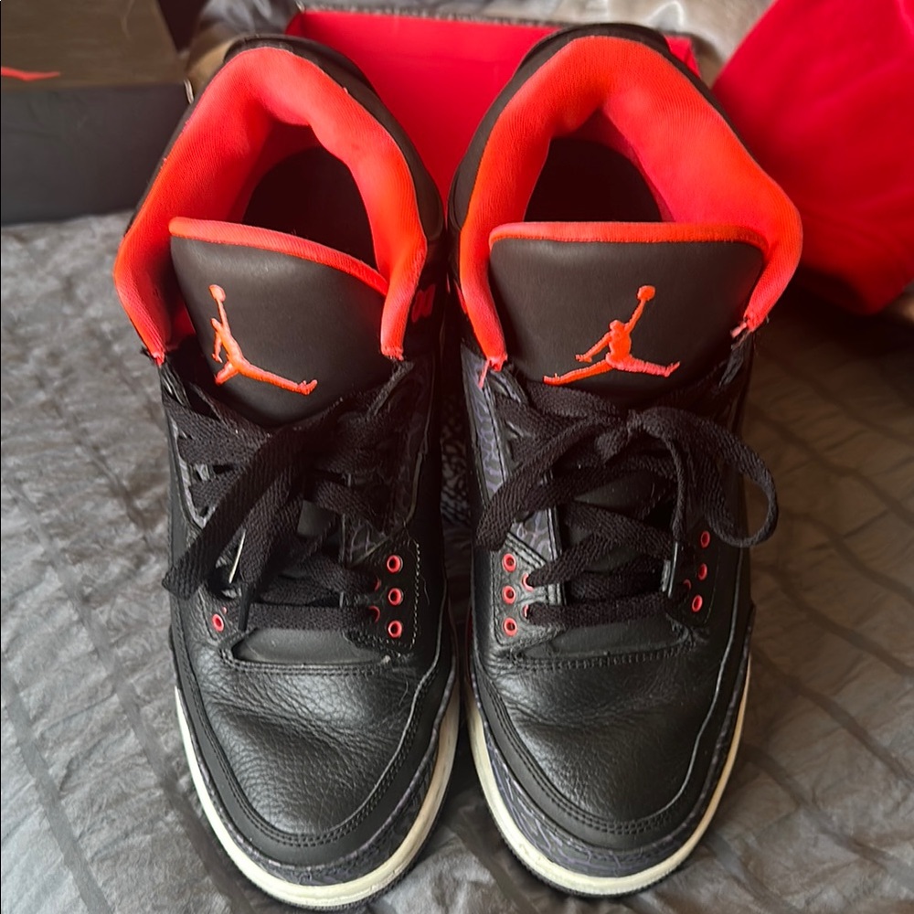 Jordan Athletic Shoes Black with Red Highlights